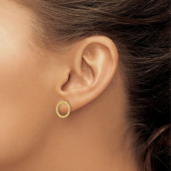 14k Polished and D/C Twisted Circle Post Earrings