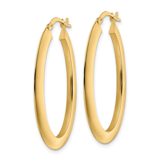 14K Polished Oval Hoop Earrings
