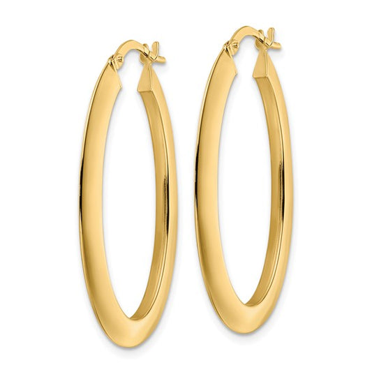 14K Polished Oval Hoop Earrings