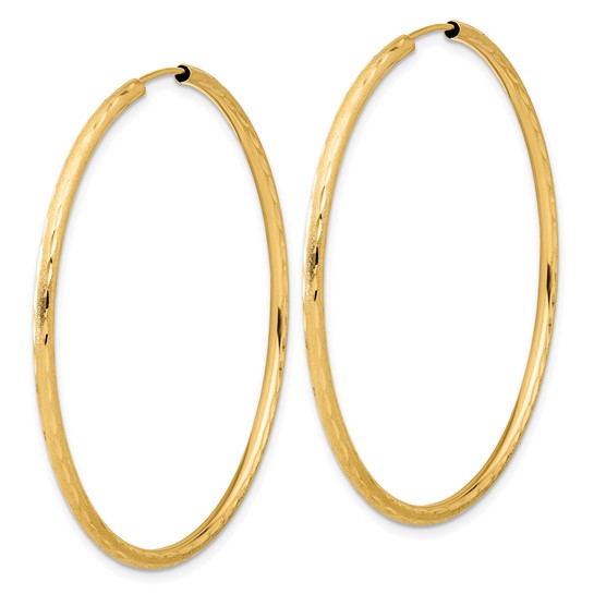 14k Polished and Satin D/C 2.00mm Endless Hoop Earrings