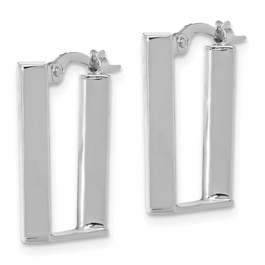 14K White Polished U Shape Hoop Earrings