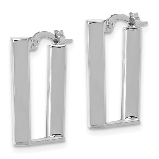 14K White Polished U Shape Hoop Earrings