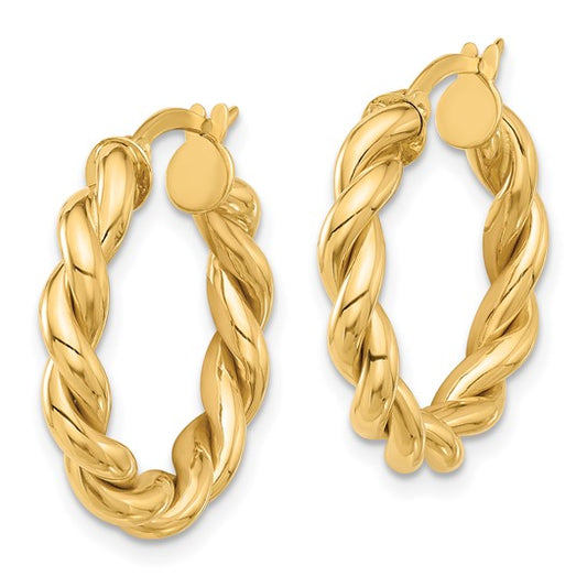 14k Polished Twisted Hoop Earrings