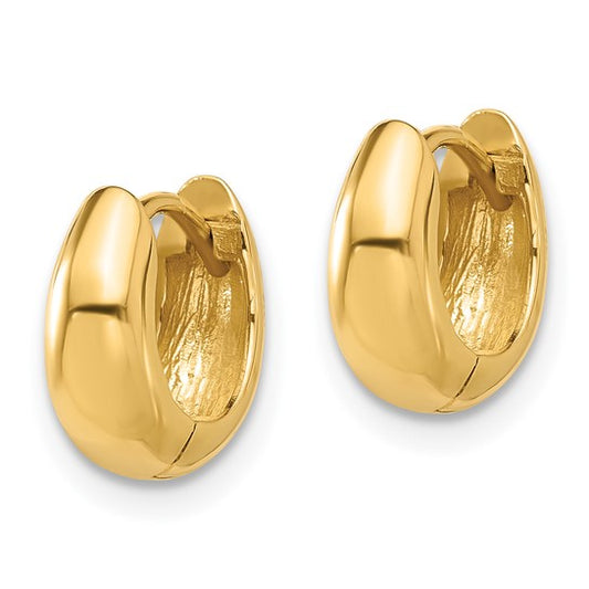 14K Polished Hinged Huggie Hoop Earrings