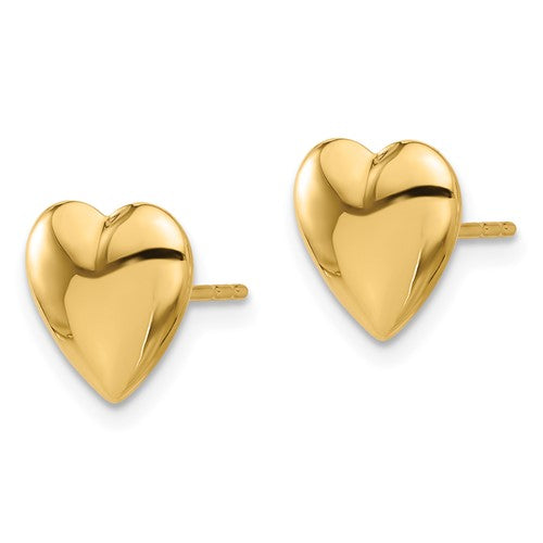 14K Polished Puffed Heart Post Earrings