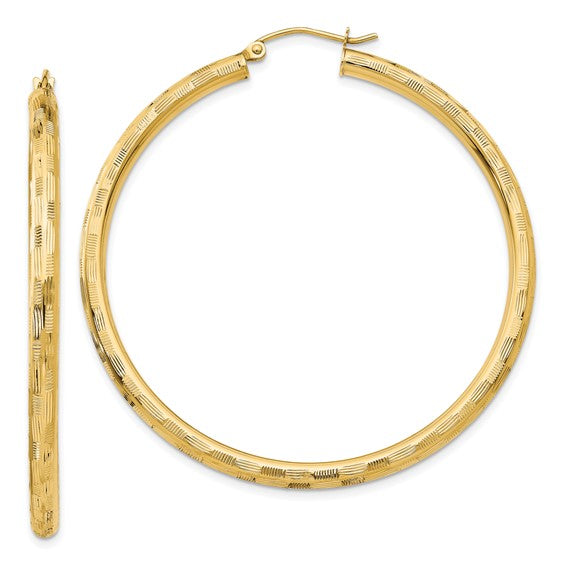 14k Diamond-cut Hoop Earrings