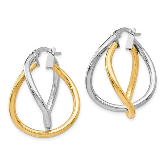 14K Two-tone Polished Hoop Earring