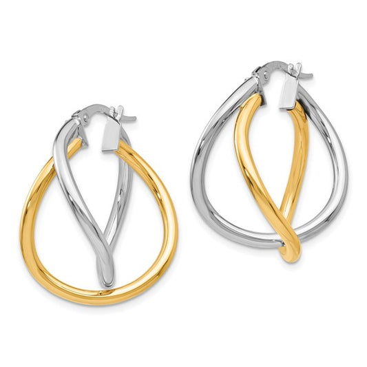 14K Two-tone Polished Hoop Earring