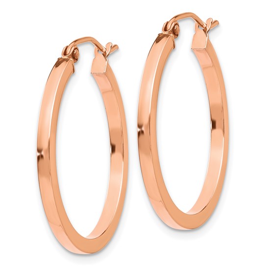 14k Rose Gold Lightweight Square Tube Hoop Earrings
