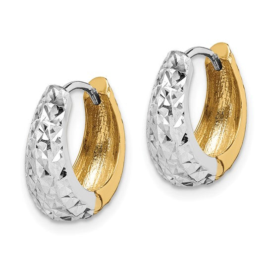 14K Two-tone Textured Hoop Earrings