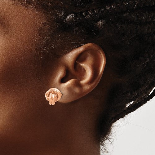 14k Rose Gold Polished Love Knot Post Earrings