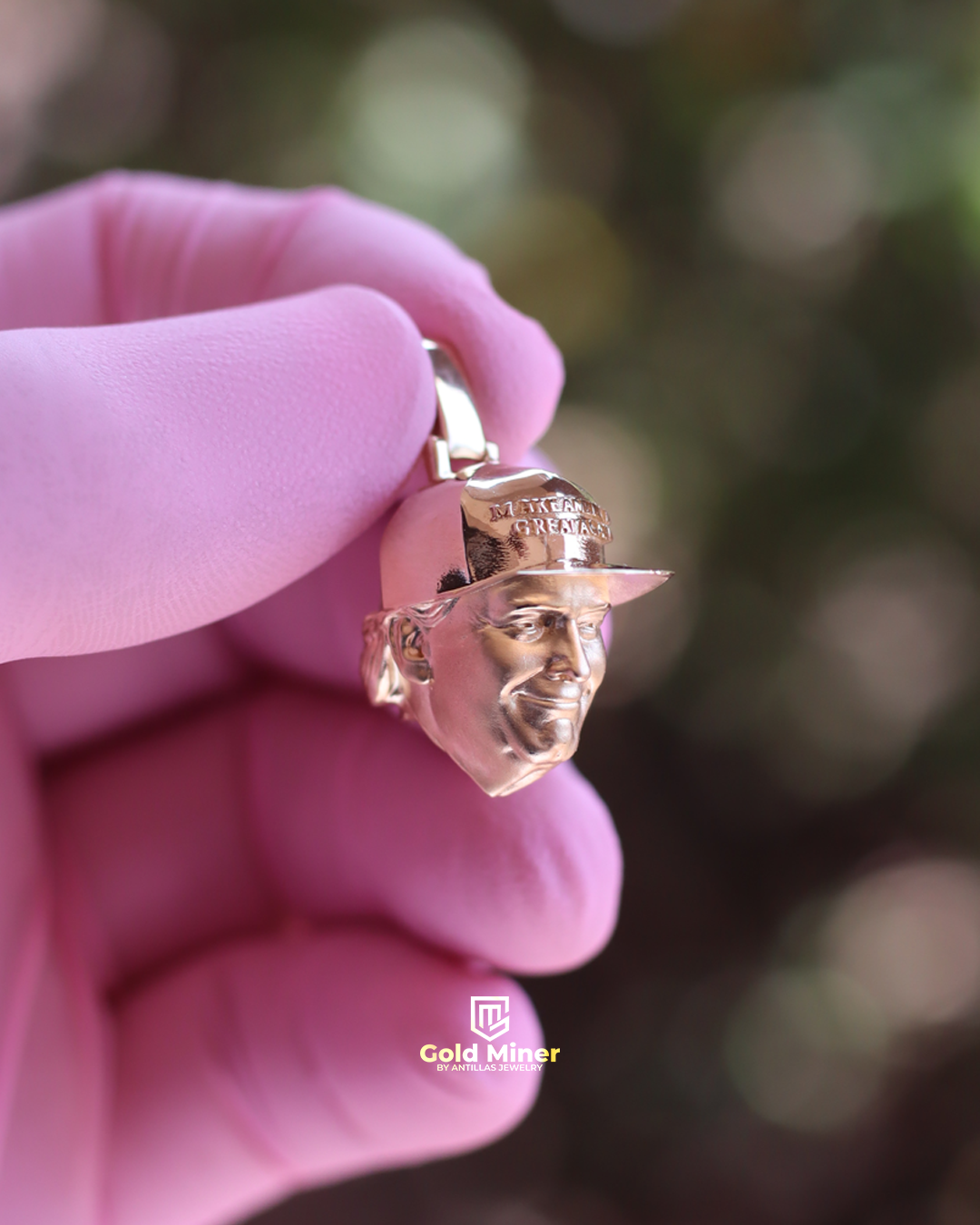 Donald J Trump head Gold Pendant