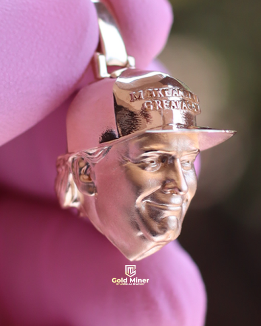Donald J Trump head Gold Pendant