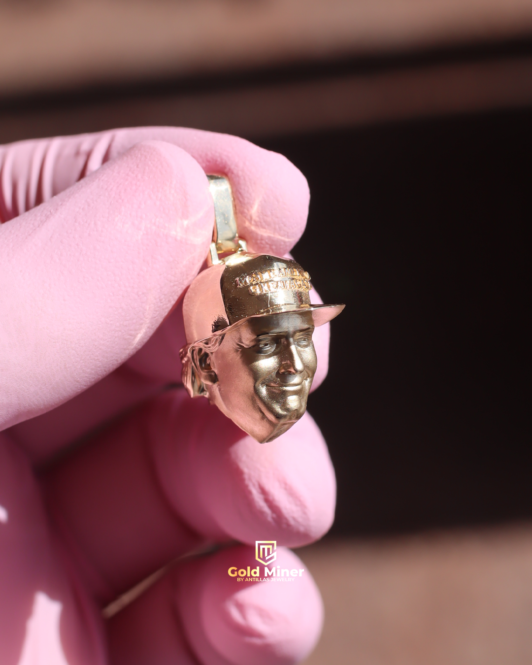 Donald J Trump head Gold Pendant