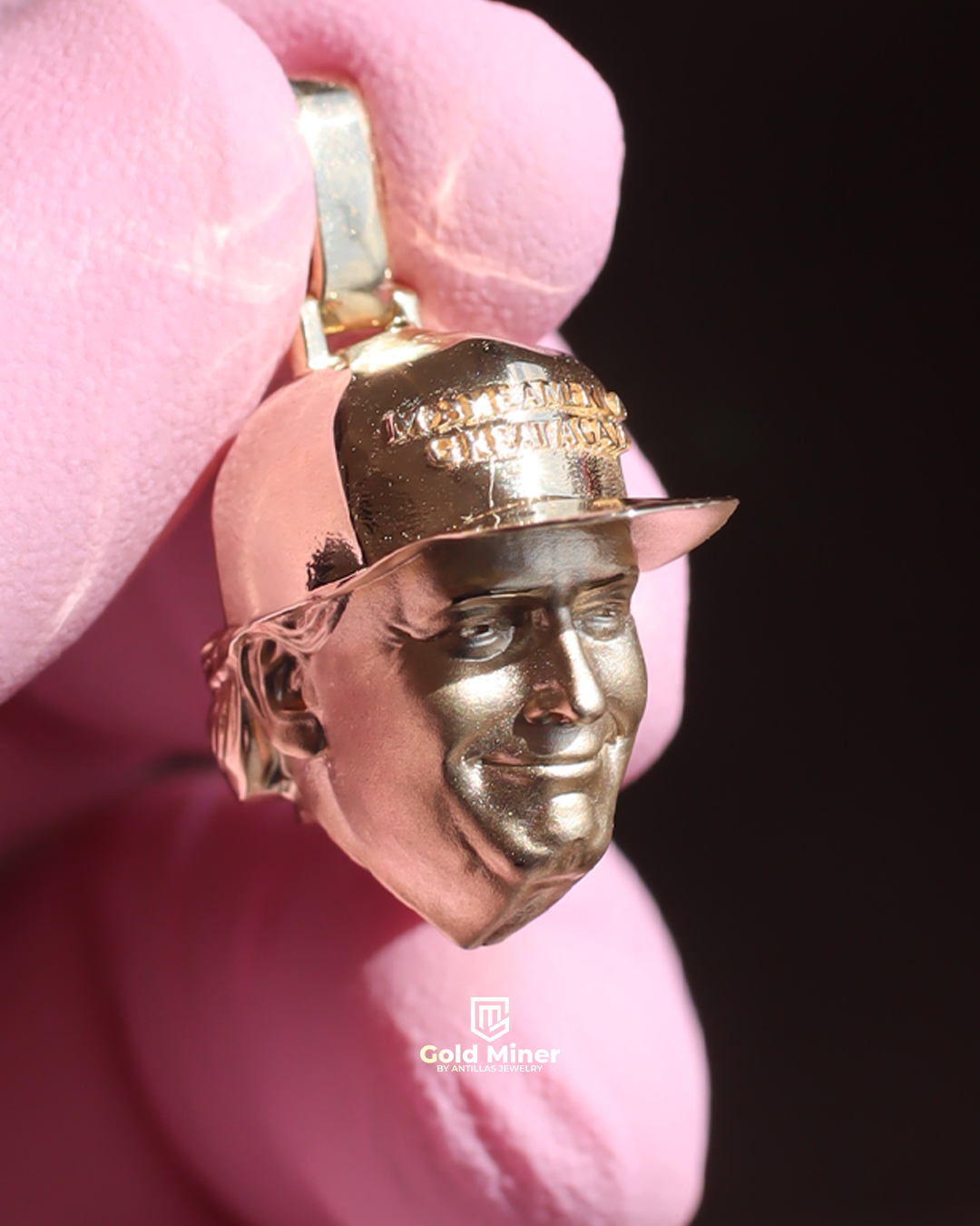 Donald J Trump head Gold Pendant