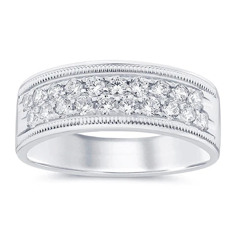 10K WHITE GOLD 1 CARAT NATURAL DIAMOND WEDDING BAND BRIDAL ENGAGEMENT RING