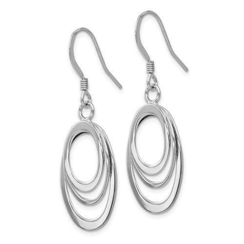 Leslie's Sterling Silver Rhod-pltd Polished Shepherd Hook Dangle Earrings