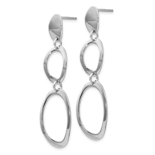 Leslie's Sterling Silver Rhodium-plated Polished Post Dangle Earrings