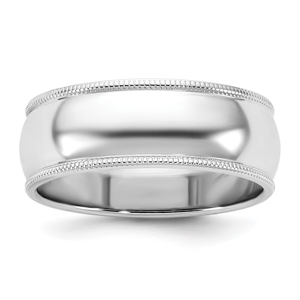 14KW 7mm Milgrain Half Round Band Size 12.5