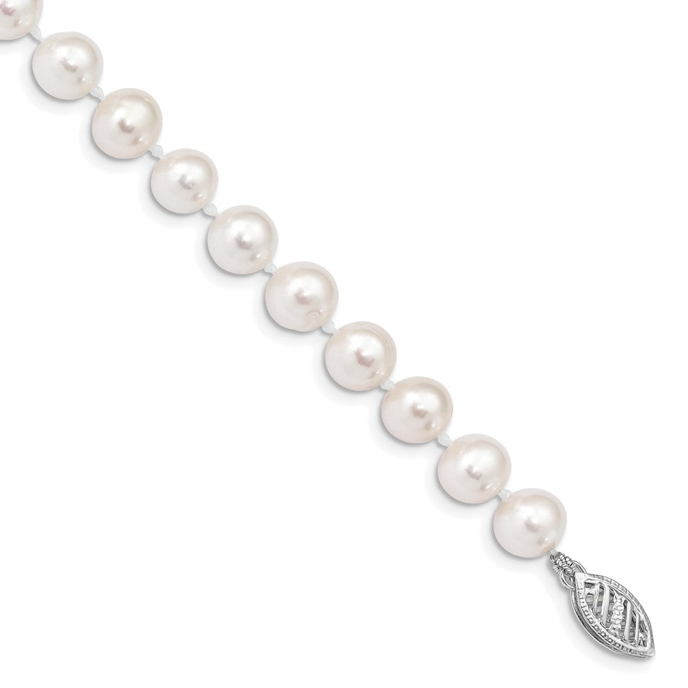 14k WG 6-7mm Near Rnd Wht Freshwater Cultured Pearl 7.5in Bracelet