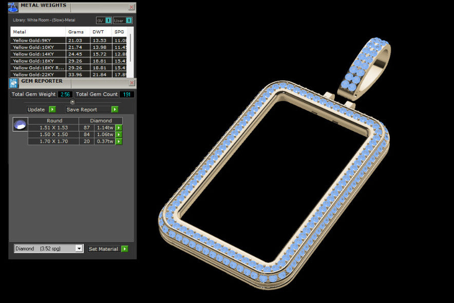 Custom Square Gold Bar - Coin Holder With Diamond Outline