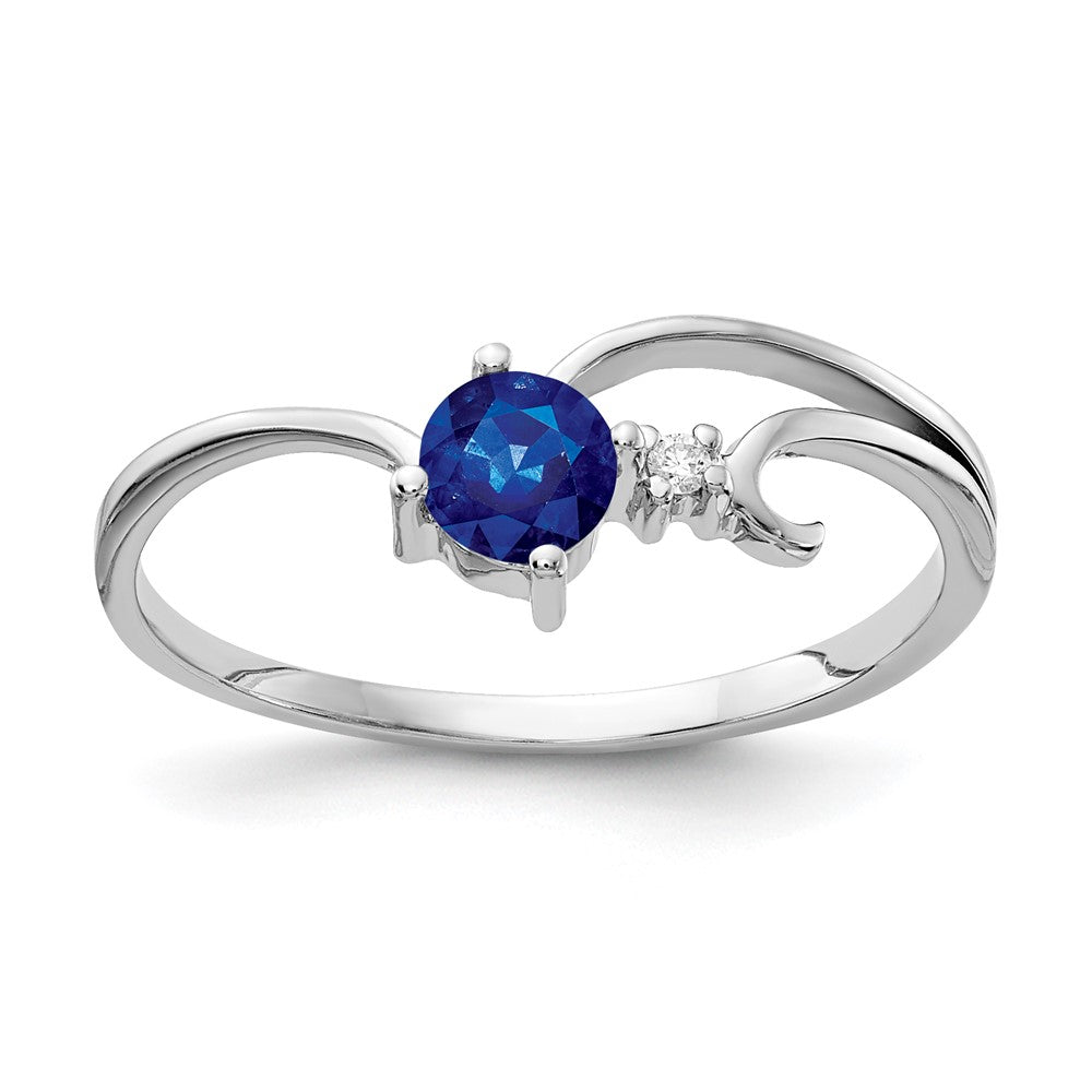14k White Gold 4mm Sapphire AA Diamond ring