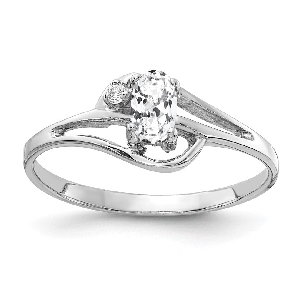 14k White Gold 5x3mm Oval Cubic Zirconia VS Diamond ring