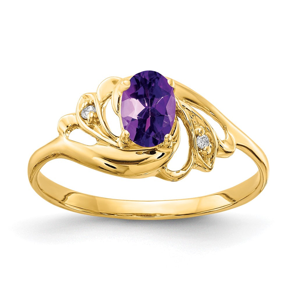 14k 6x4mm Oval Amethyst VS Diamond ring