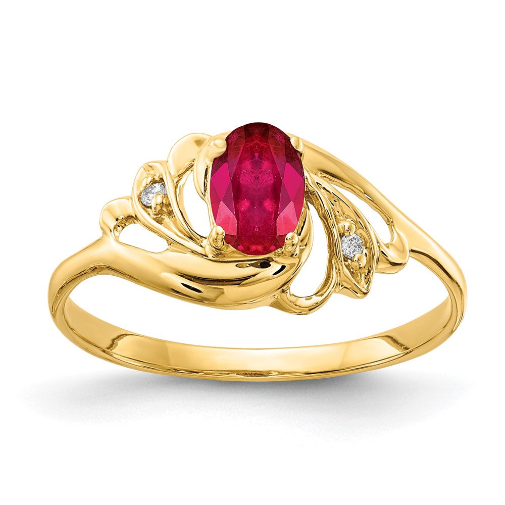 14k 6x4mm Oval Ruby VS Diamond ring