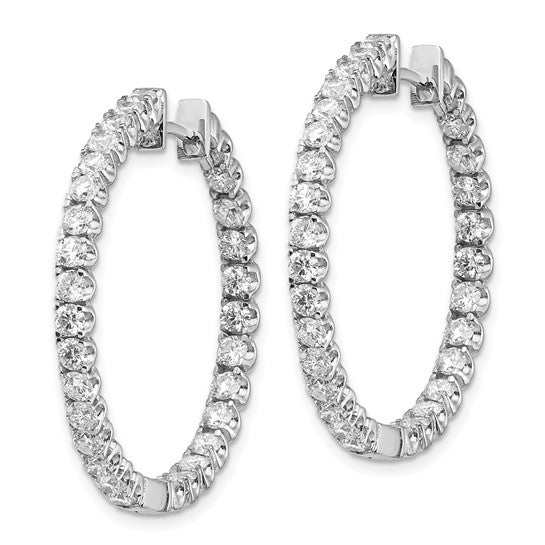 14k White Gold AA Diamond Hinged Hoop Earrings