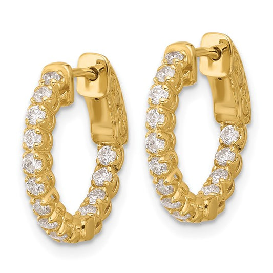 14K .62ct 28-1.75mm In/Out Hoop with Safety Clasp Diamond Earrings