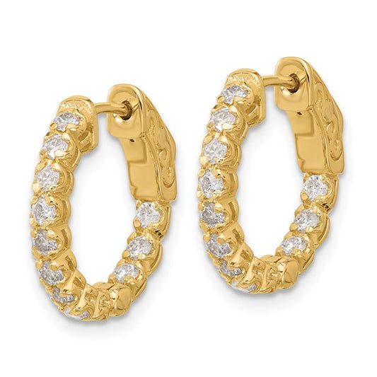 14K .84ct 24-2.0mm In/Out Hoop with Safety Clasp Diamond Earrings
