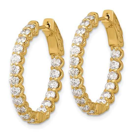 14K 2.1ct 36-2.5mm In/Out Oval Hoop with Safety Clasp Diamond Earrings