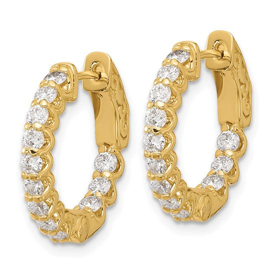 14K 1.2ct 24-2.3mm Round Hoop with Safety Clasp Diamond Earrings