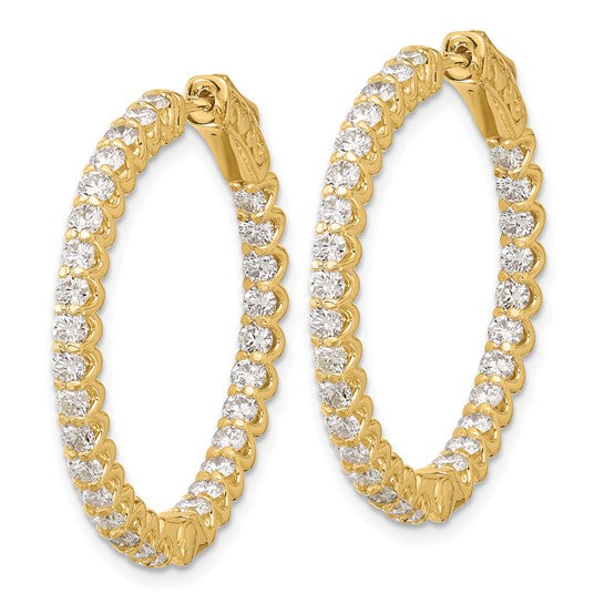 14K 2.9ct 58-2.3mm In/Out Hoop with Safety Clasp Diamond Earrings