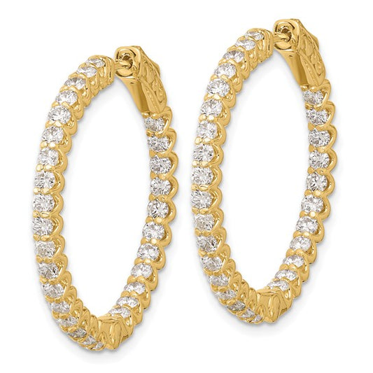 14K 2.9ct 58-2.3mm In/Out Hoop with Safety Clasp Diamond Earrings