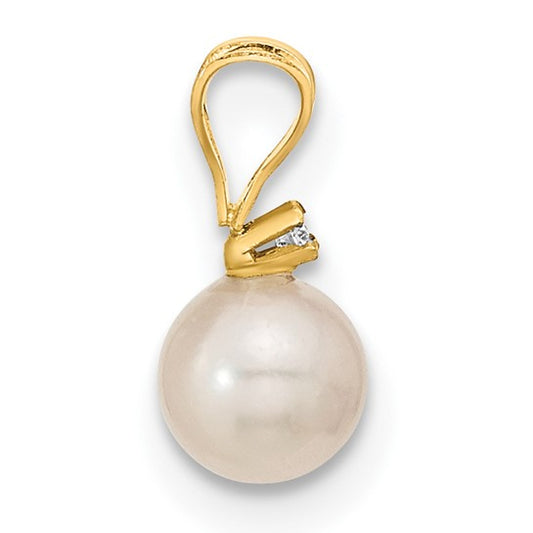 14K 5-6mm Saltwater Akoya Cultured Pearl and Dia. Earring and Pendant Set