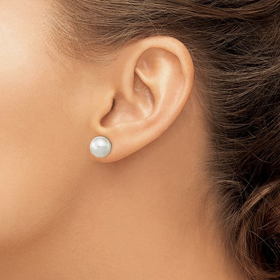 14K White Gold 10-11mm Round White Saltwater South Sea Pearl Earrings