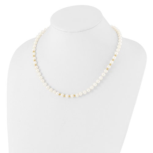 14k 6-7mm White FW Cultured Pearl 18in. Necklace 7.25 Bracelet Earring Set