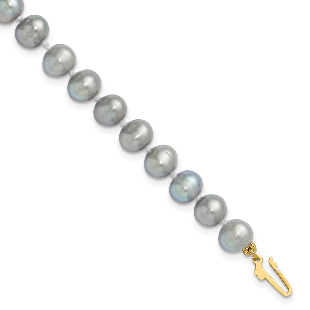 14k 6-7mm Near Round Grey Freshwater Cultured Pearl Bracelet