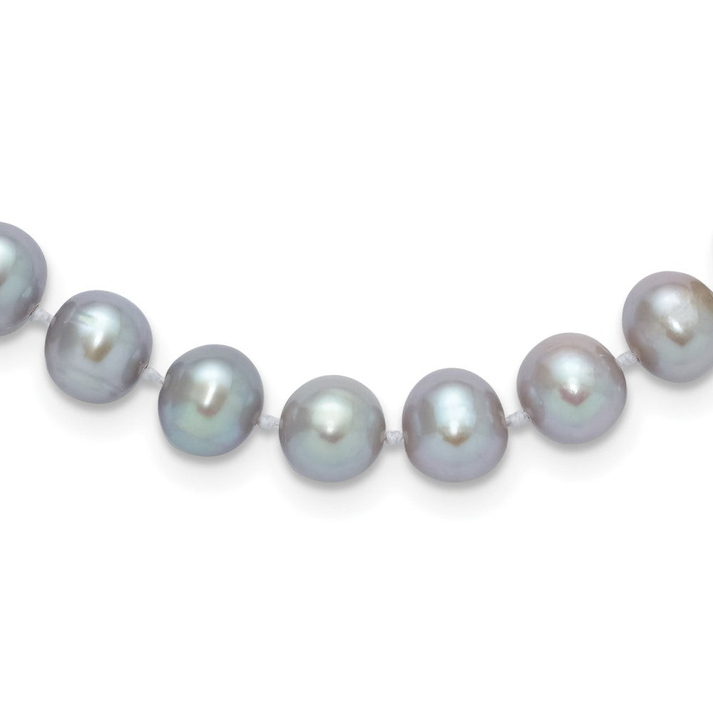 14K WG 7-8mm Near Round Grey FWC Pearl 16in Necklace