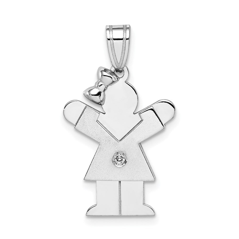 14k White Gold A Diamond Kid Pendant