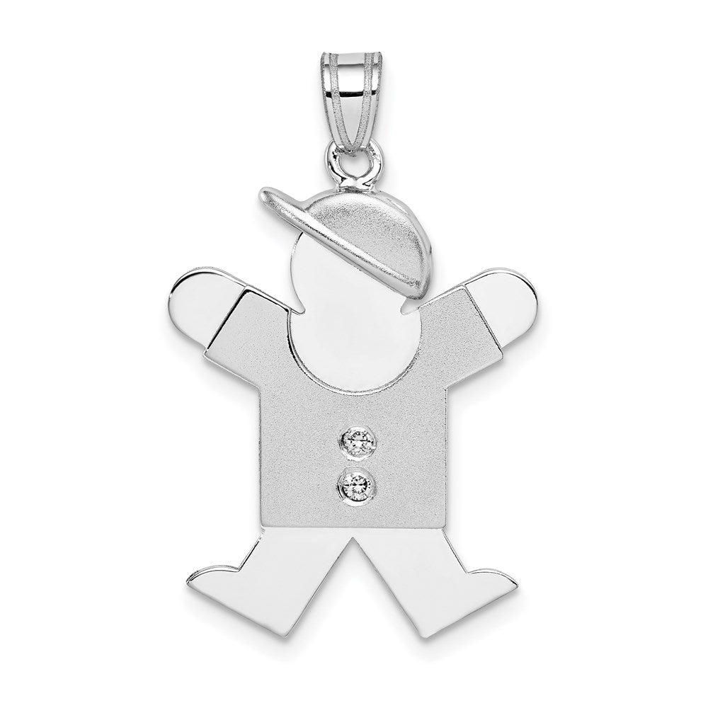 14k White Gold AAA Diamond Kid Pendant