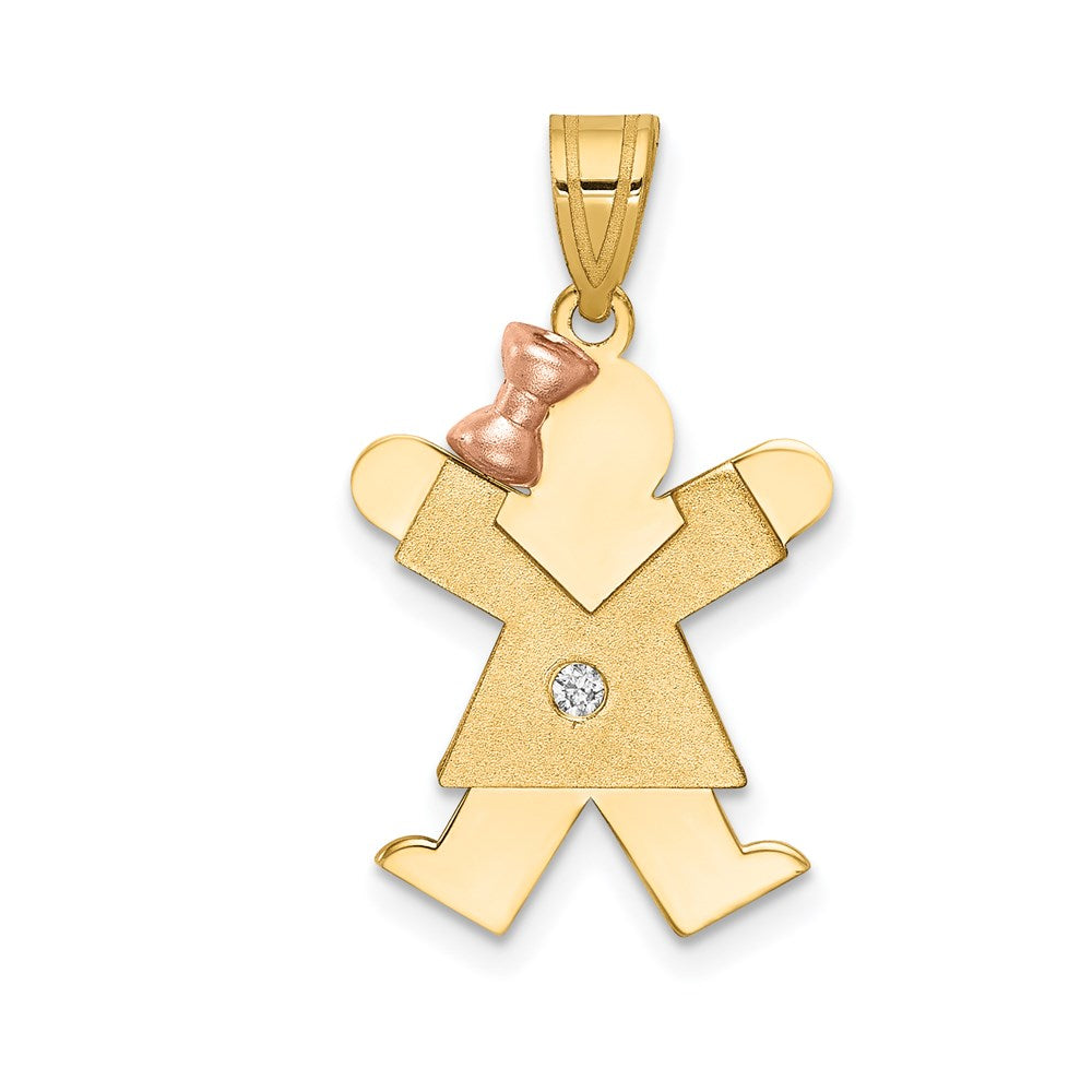 14k Two-tone VS Diamond Kid Pendant