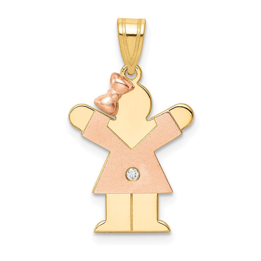 14k Two-tone A Diamond Kid Pendant