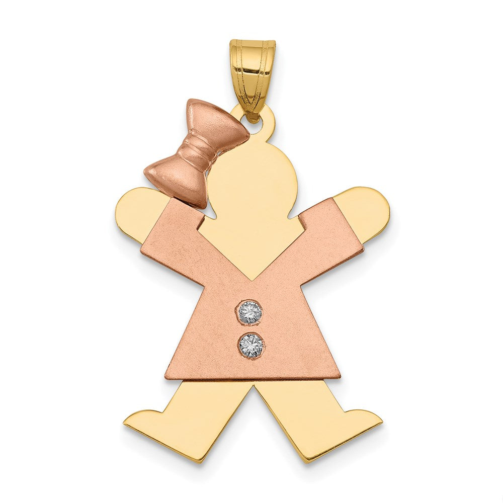 14k Two-tone A Diamond Kid Pendant