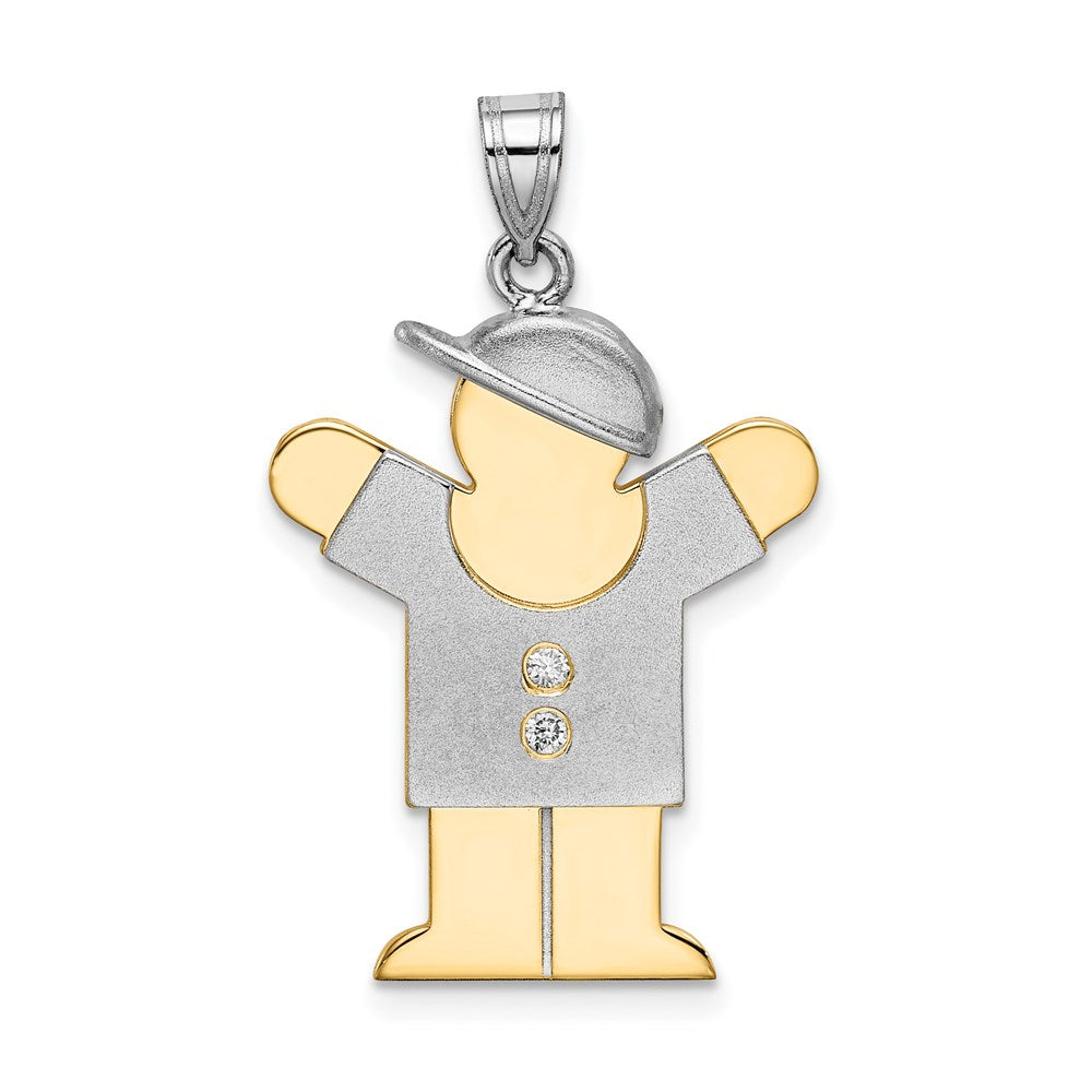 14k Two-tone A Diamond Kid Pendant