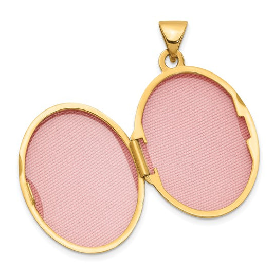 14k Diamond-shaped Design Oval Locket