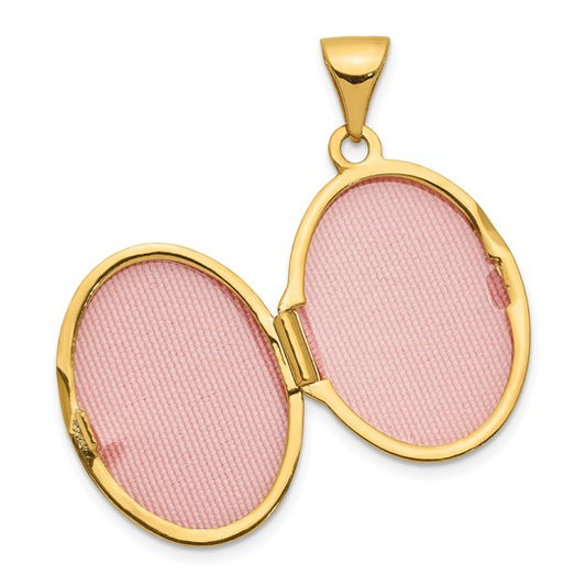 14ky with White Rhodium 17mm Guardian Angel Oval Locket