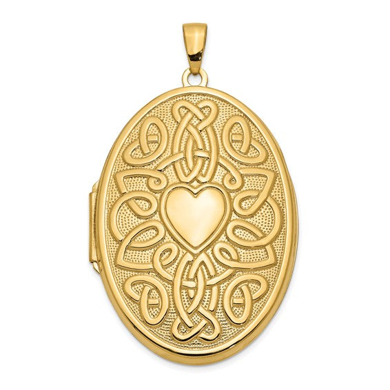 14k Celtic Heart 38mm Oval Locket